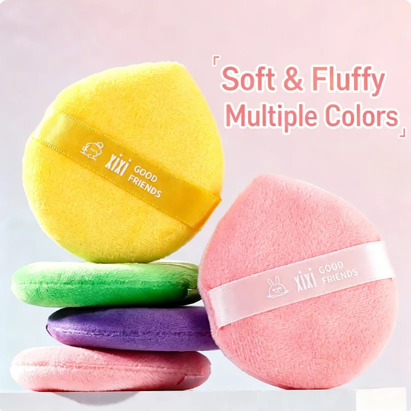 Macaron-Shaped Short-Velour Double-Sided Usable Loose Powder Puff Lightweight Soft Natural Compact for Beginners Setting & Touch