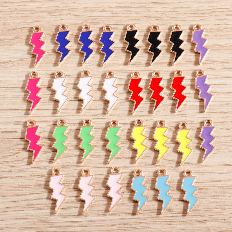 10 Stück niedliche, bunte Emaille-Anhänger in Form von Blitz, Mond und Wolken für die Schmuckherstellung, Ohrringe, Anhänger, Halsketten, DIY-Bastelarbeiten und Accessoires. – Detail 6