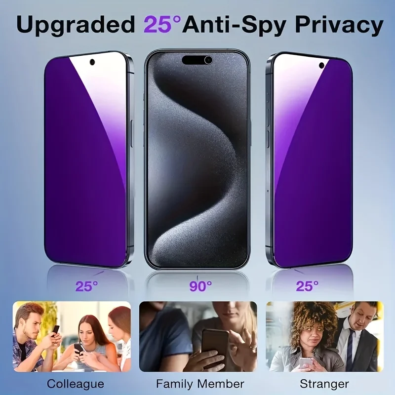 3er-Set Anti-Blaulicht Blickschutz Panzerglas Displayschutzfolie passend für iPhone 17 Pro Max, 17 Air, 17, 16 Pro Max, 16, 16E – Detail 2