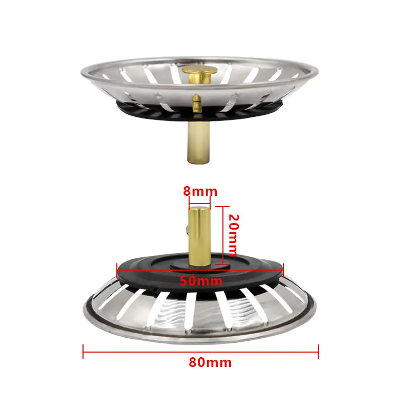 1 Pcs Stainless Steel Kitchen Sink Strainer Stopper Waste Plug Sink Filter Bathroom Basin Sink Drain Deodorization Accessories