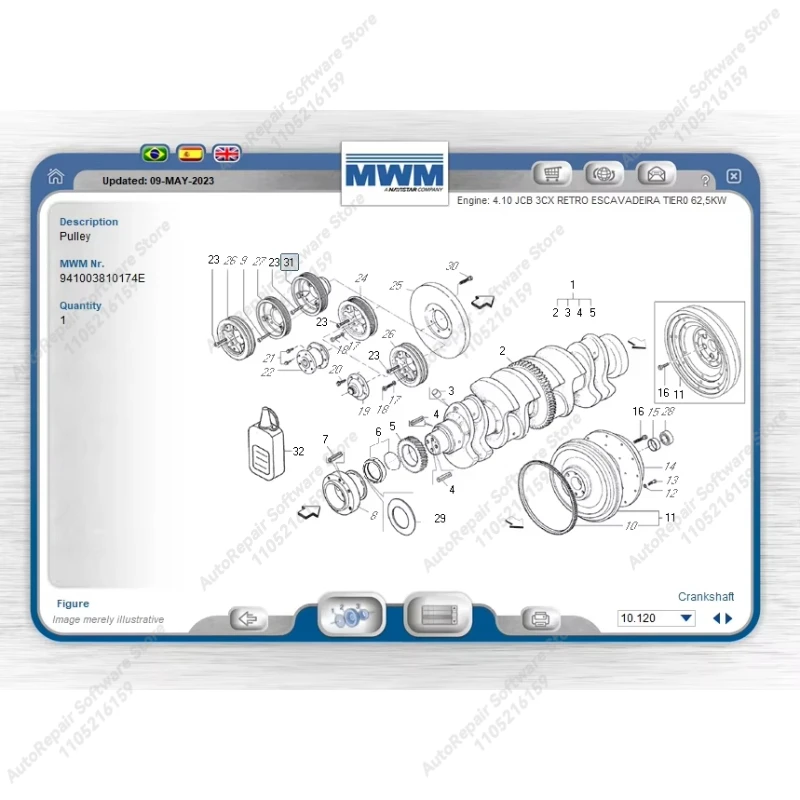 2023.10 لمحرك الديزل MWM EPC الأجزاء الإلكترونية كتالوج أداة إصلاح السيارات أدوات التشخيص