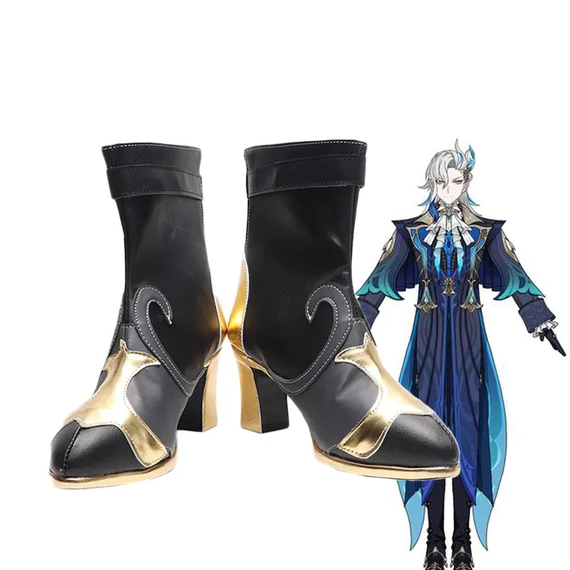 

Игры Genshin Impact Neuvillette, обувь для косплея, черные ботинки Fontaine, ролевая игра, Хэллоуин, карнавал, женский и мужской костюм, реквизит для вечеринки