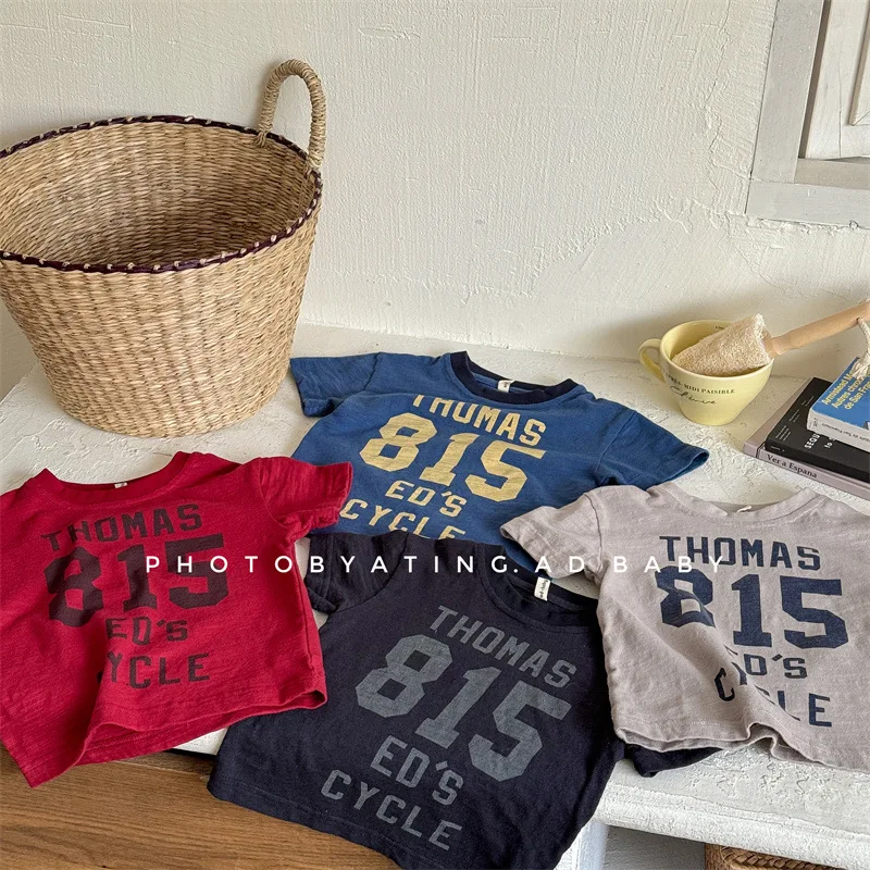 

Fashion Children's Letter Print T Shirts Baby Girls Boys Short Sleeve Tees Shirt Cotton Kids Loose Tops Casual Toddler Clothes