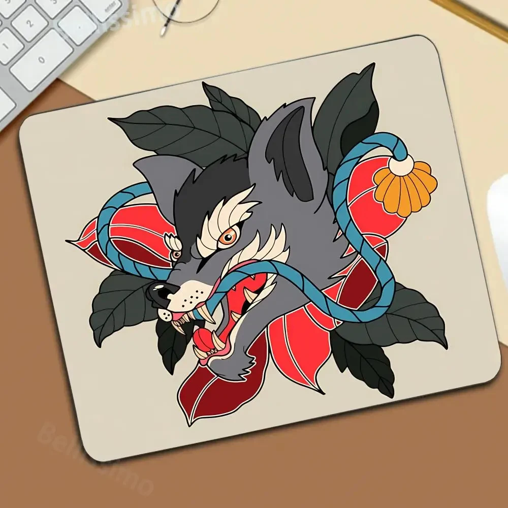 Mouse Pad de computador com Galaxy Moon Fierce Wolf, Pad para PC, Laptop, Office, Teclado, Mesa, 450x400