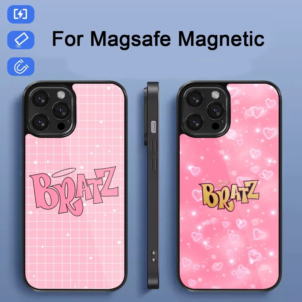 Cute B-Bratz D-Doll Phone Case For iPhone 15 14 13 12 11 Pro Max Plus Mini Magsafe Magnetic Black Cover