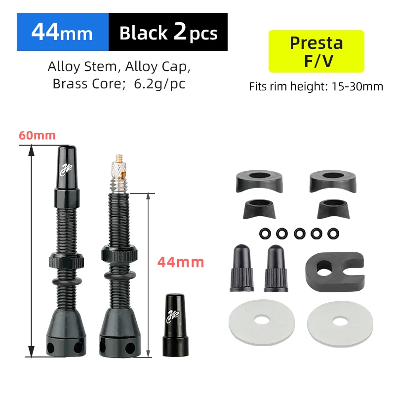 Fahrrad F/V Tubeless-Ventil 44 60 80mm mit optionalem Werkzeug für Gravel-Bikes, Aluminiumlegierung, Messingkern, Presta-Ventil, Fahrradteile