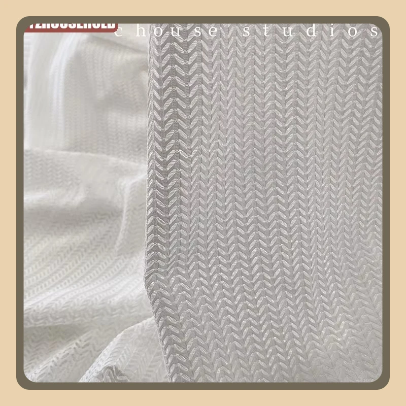 Fishbone Gauze Light-transmitting Non-transparent Balcony Living Room Bedroom Simple Modern White Nordic Korean Style Window