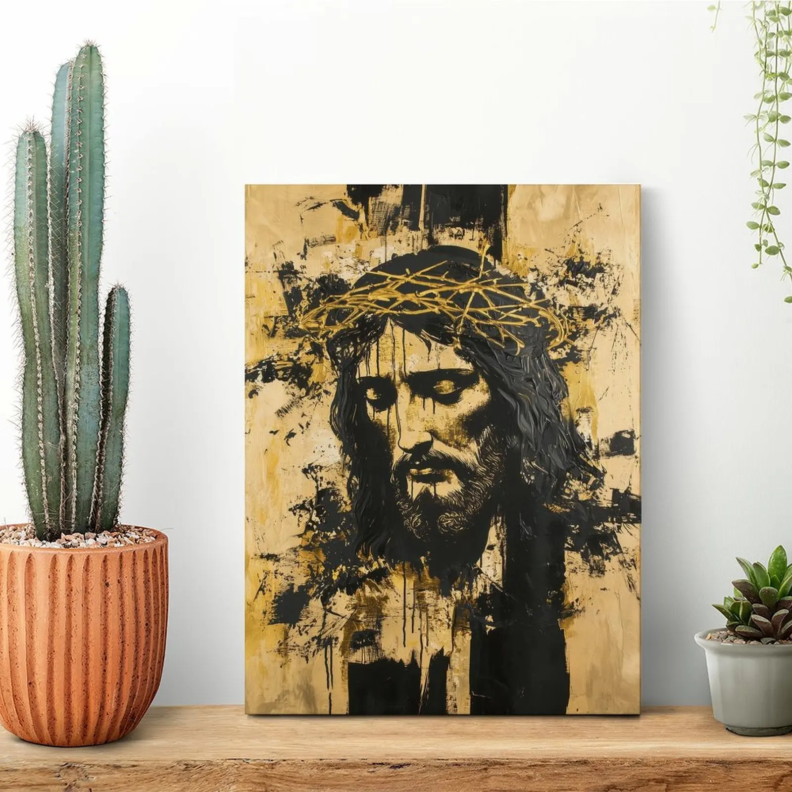 イエス・キリストの肖像画-キャンバス絵画-シネマ-レトロ絵画デザイン-個性的な額入り壁掛け絵画