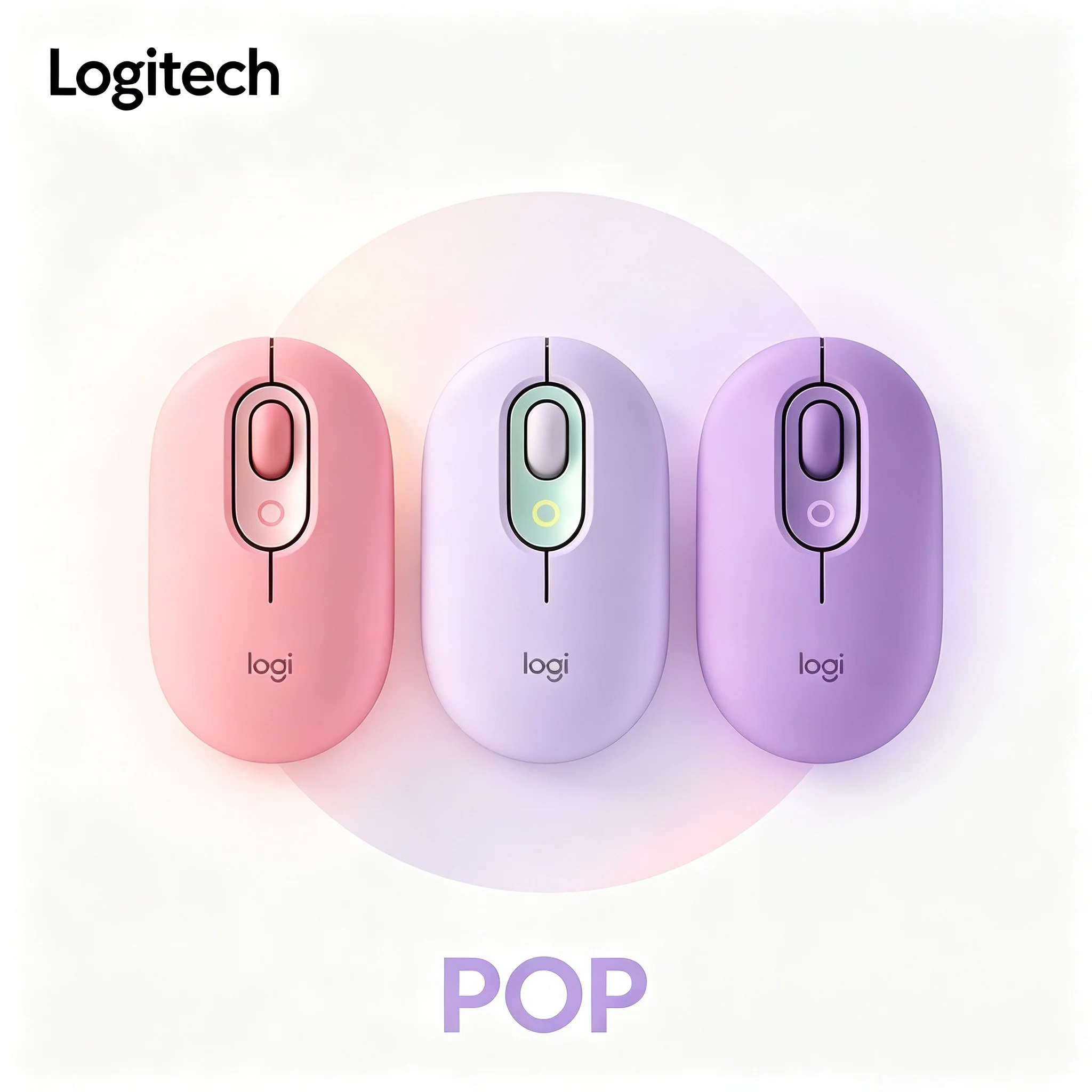 Fashion Logitech POP Bluetooth Wireless Silent Mouse Sweet Matte Color Compact Mice For Student Office Computer Tablet