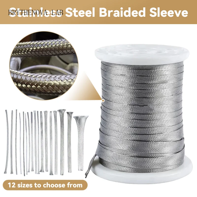 5M Stainless Steel Wire Cable Braided Sleeve Metal Sheath Conductive Expandable Shielding Signal Wire Cable 2/3/6/8/10/18/25mm