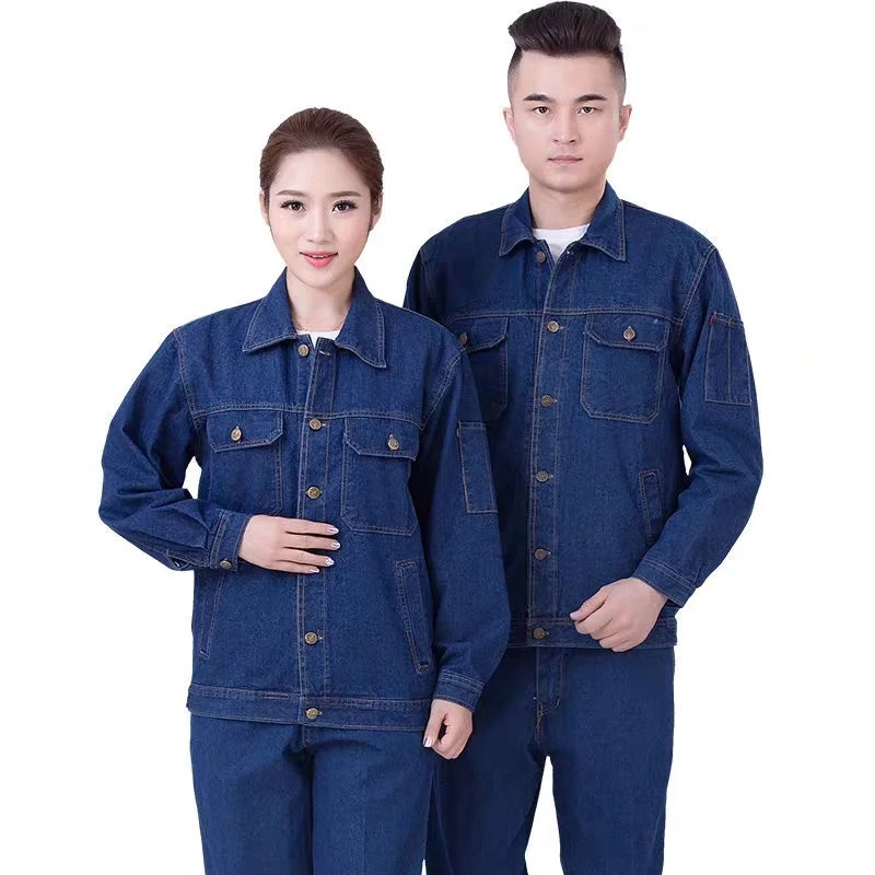 

New Sle Pure Cotton Workwear Jeans Overalls for Men And Women Maintenance Steel Structure Wear Resistant Welding S...