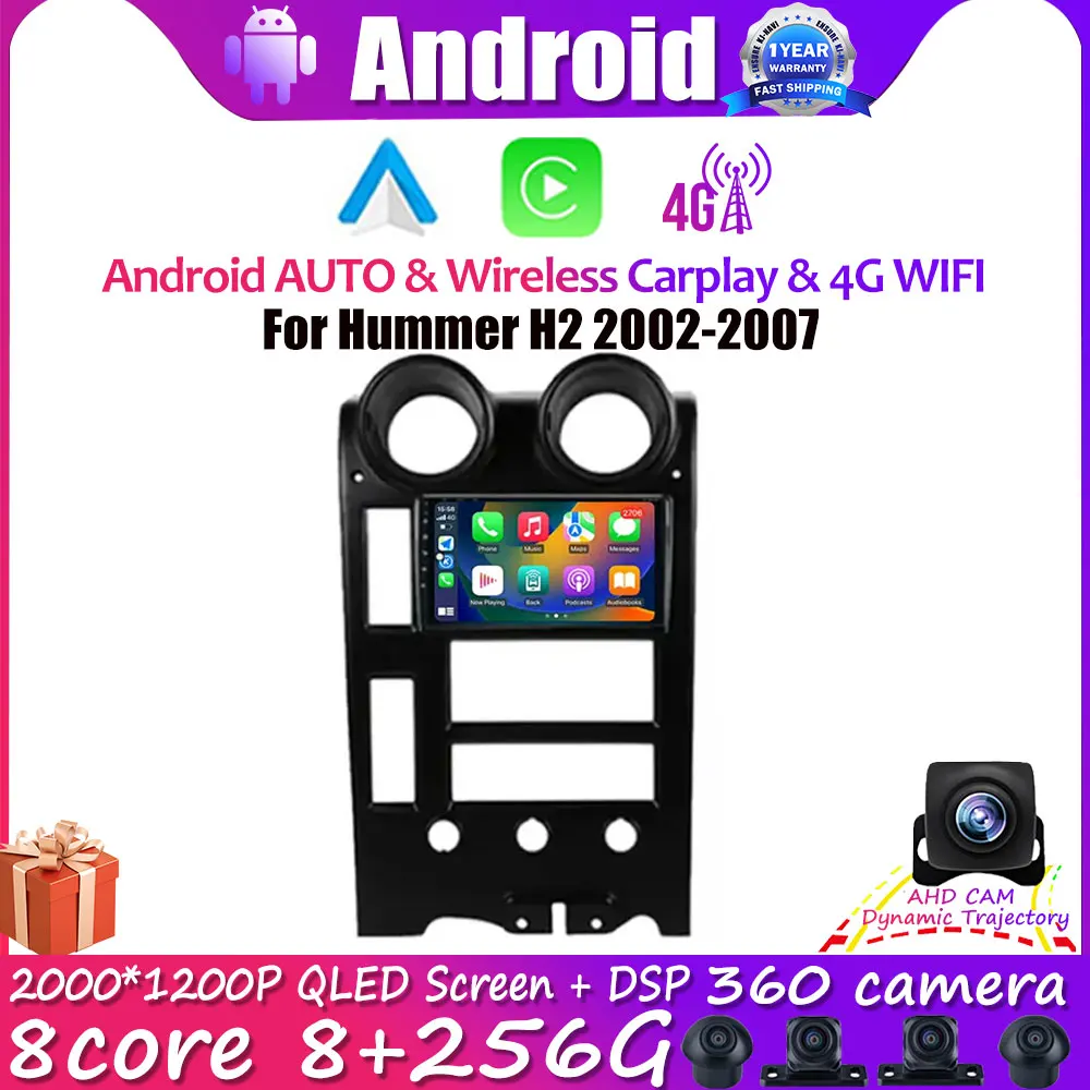 Android Auto For Hummer H2 2002-2007 Touch Screen Car Radio Multimedia Video Player Bluetooth DSP 5G WIFI 4G Carplay No 2din DVD