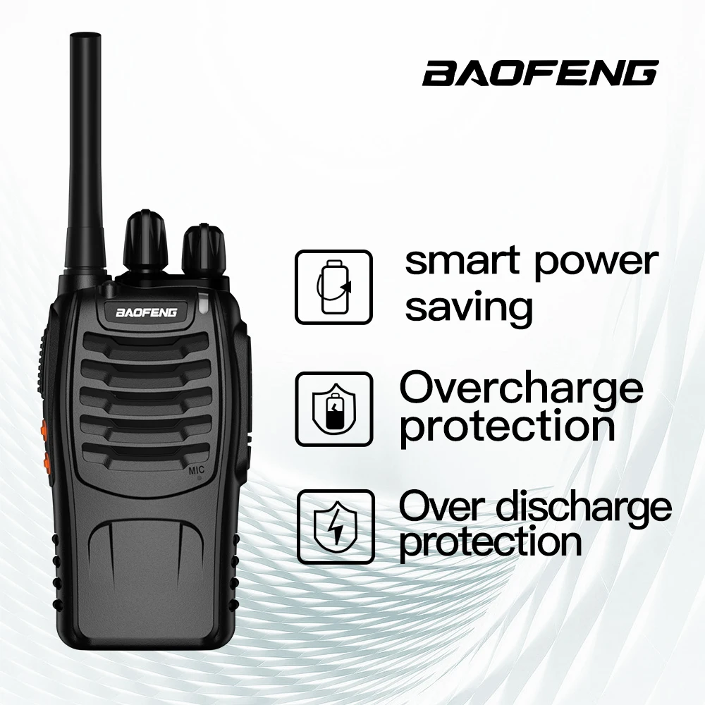 2 قطعة Baofeng 888Splus جهاز اتصال لاسلكي محمول عالي الجودة لموقع البناء في المستشفى للاستخدام اليومي راديو للمطاعم