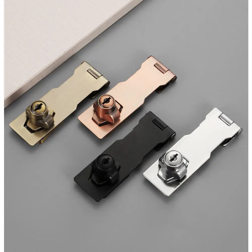Security Hasp Staple Lock With Keys Stainless Steel Door Latch For Cabinet Drawer Warehouse Gate Protection Hardware Accessory