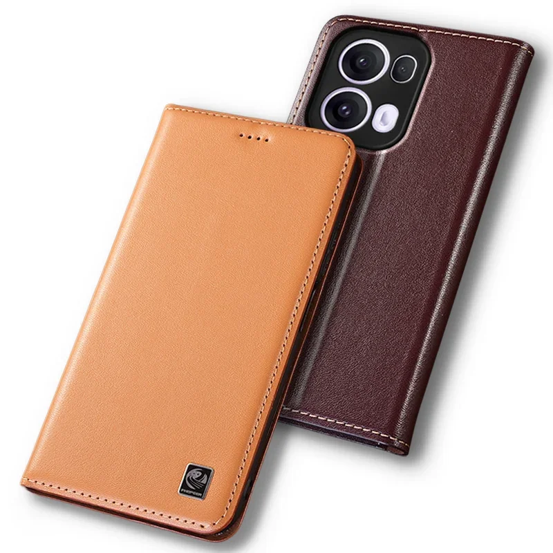 

Cases For OPPO Reno13 Reno 13 Pro 5G Napa Texture Flip Case Luxury Cowhide Genuine Leather Card Pocket Magnetic Covers