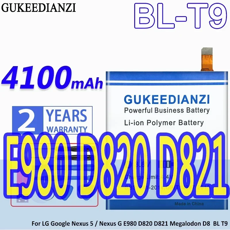 Аккумулятор GUKEEDIANZI большой емкости BL-T9, 4100 мАч для LG Google Nexus 5 G E980 D820 D821 Megalodon D8, аккумуляторы для мобильных телефонов