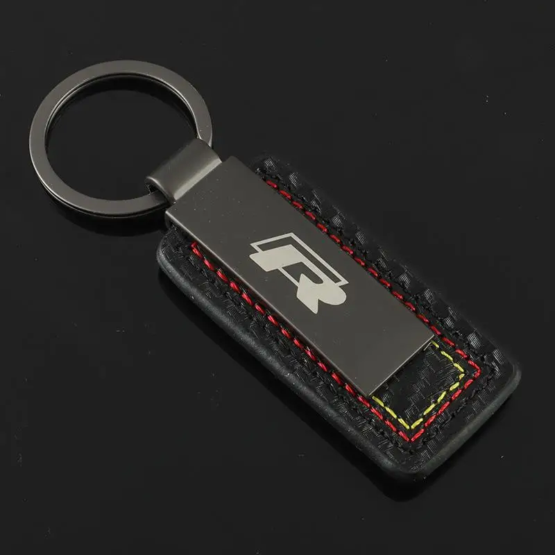 Valve Caps Car Metal Key Ring Leather Carbon Fiber Keychain Pendant For VW Volkswagen R Rline Golf Jetta GTI Polo Passat KLSE69