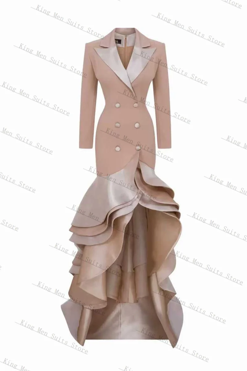 Champagne Women Suits 1 Piece Long Blazer Prom Dress Customized Formal Office Lady Jacket Wedding Tuxedos Cotton Overcoat