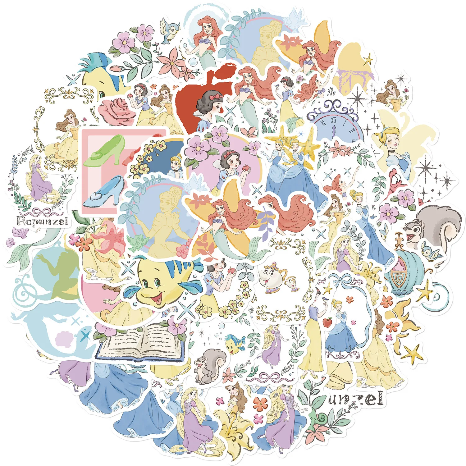 

50pcs Creative Princess Cartoon Graffiti Stickers Waterproof Diy Decals For Phone Ipad Water Bottle Notebook Luggage Car Decor