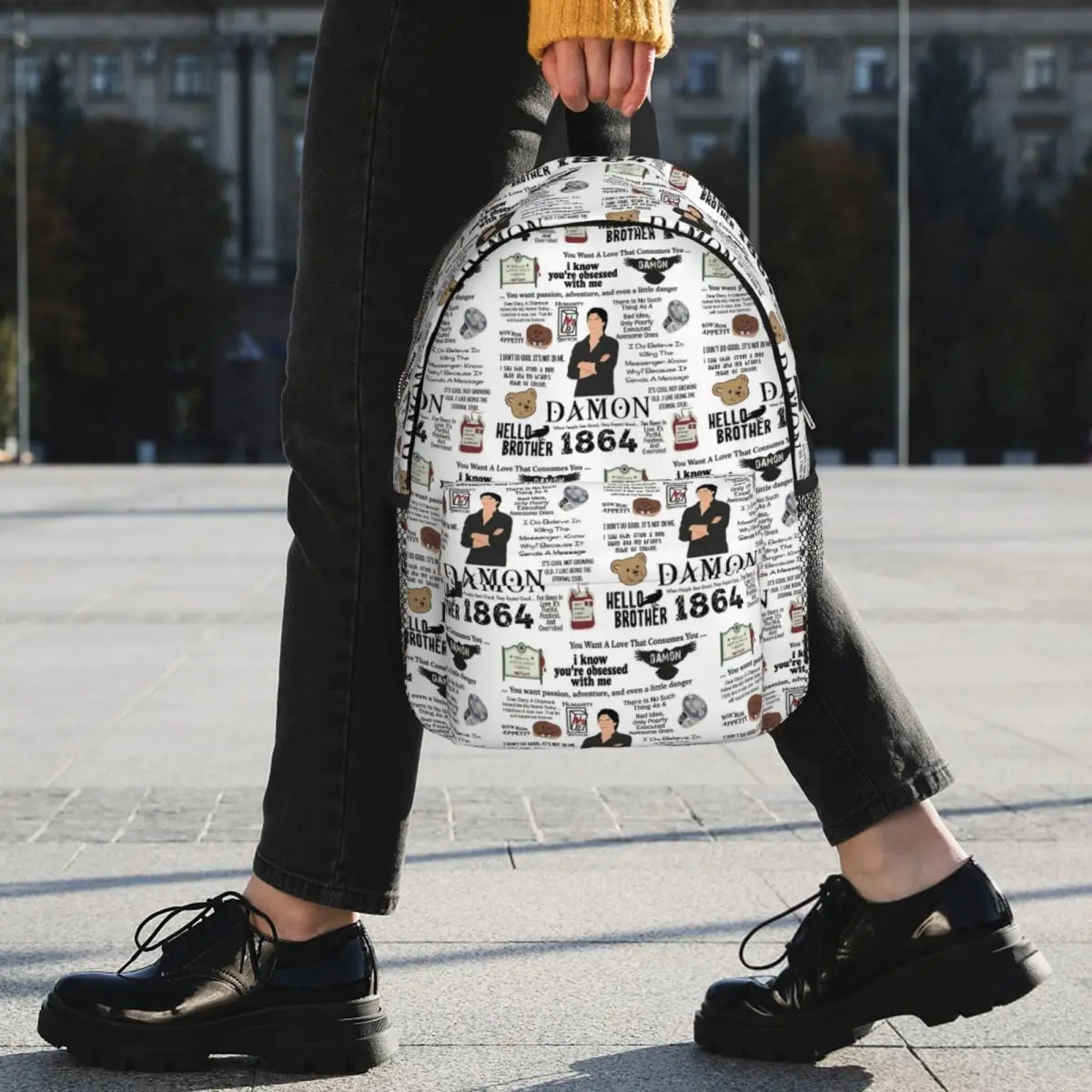 The Vampire Diaries Damon Salvatore TV Series Backpack Student BookBag Children School Bag Laptop Shoulder Bags for Boys Girls