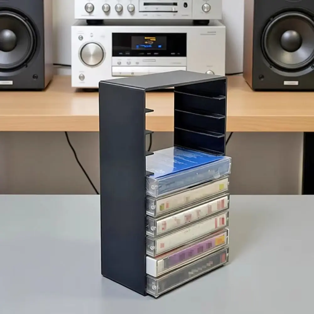 Up To 10 Tapes Cassette Tape Holder Stackable Space Saving Audio Cassette Tape Rack Large Capacity Universal