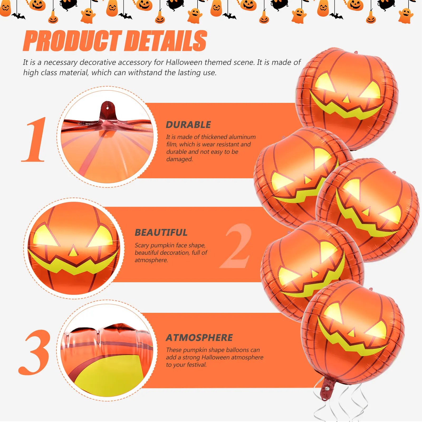 10Pcs Pumpkin Balloon Halloween Decorations Classic Inflatable Pumpkin Party Supplies Inflatable Halloween Balloons