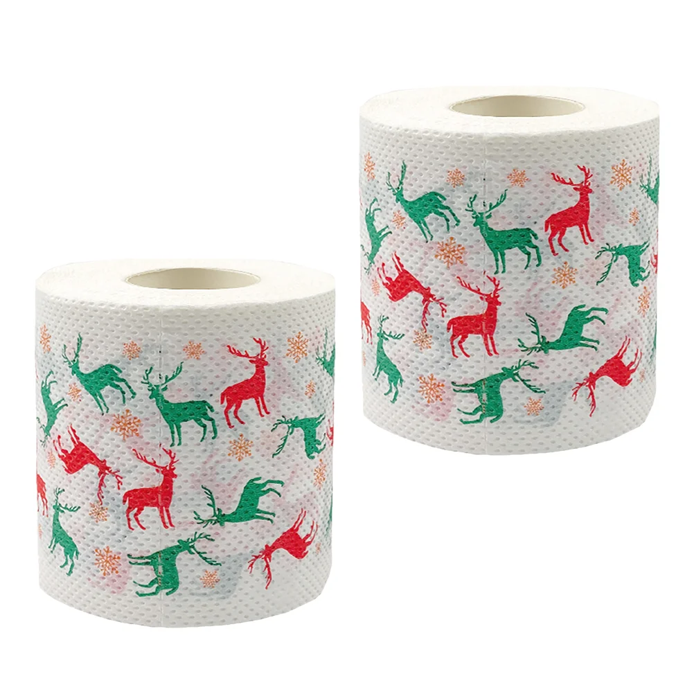 

Xmas Toilet Paper Printed Roll Bulk Bathroom Accessory Tissue Christmas Decorations