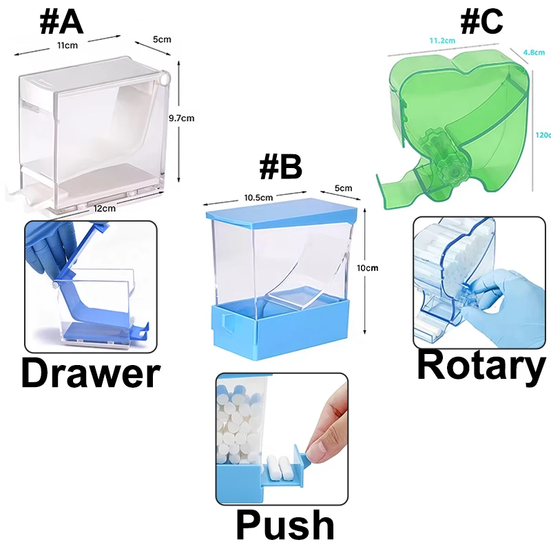 1Pcs Dental Supplies, Dust-Proof Cotton Swab Holder, Cotton Management Box, Dental Push-Type Cotton Roll Holder