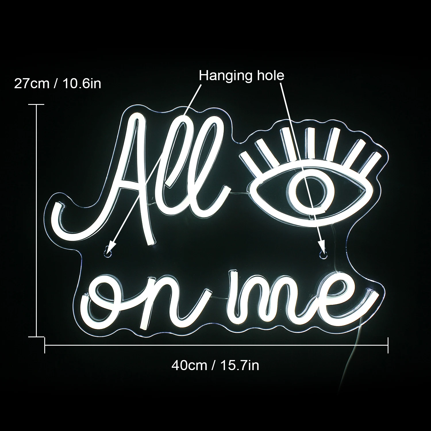 All Eyes on Me Neon Sign LED Room Wall Decor USB Powered With Switch Hanging Acrylic For Girls Bedroom Game Bar Wedding Party