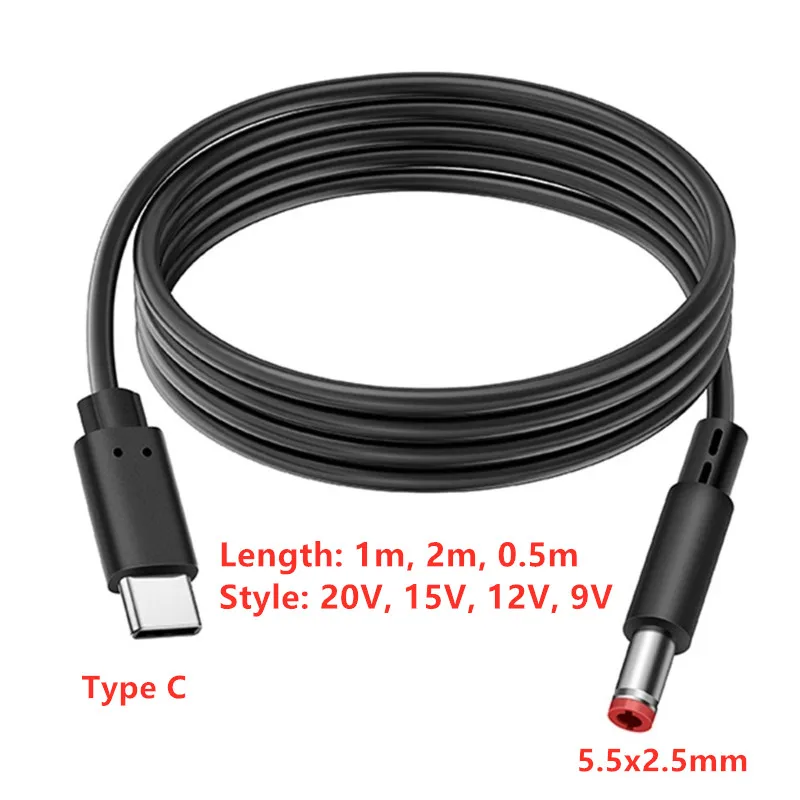 USB C PD Charging Cable Cord Type C to DC 5.5x2.5mm Universal Power Adapter Converter for Routers Laptops Speaker LED