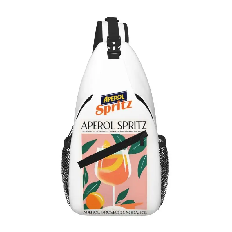 Cocktail Drink Orange Spritz Aperols Sling Chest Bag Customized Shoulder Crossbody Backpack for Men Travel Hiking Daypack