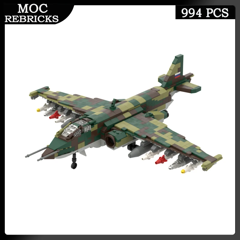 WW II Military Soviet SU-25 Frogfoot Attack Fighter MOC Building Block Airplane Model Sets Bricks Educational Toys Children Gift