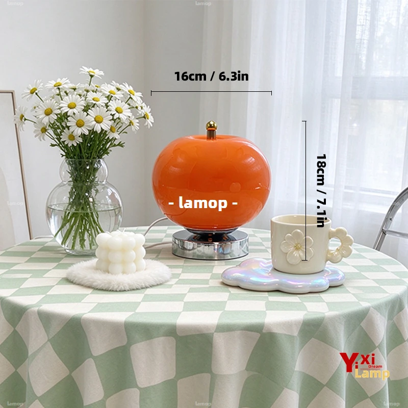 Cute Apple Table Lamp Creative Ornament Bedroom Night Light, Bedside Lamp Cartoon Birthday Gift for Boys and Girls in Kids' Room