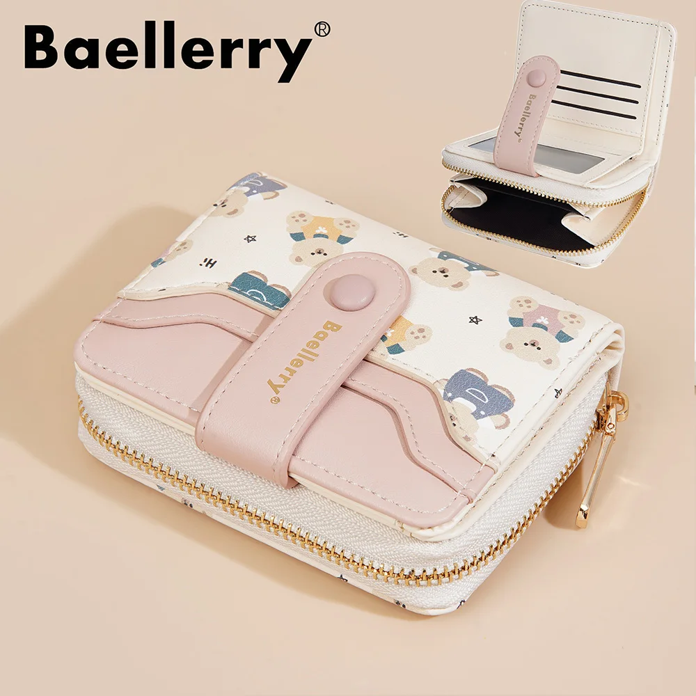 Baellerry New Women Zipper Wallets Card Holder Coin Pocket Female Small Card Bags Purses Cute Bear Pattern Wallet For Girls