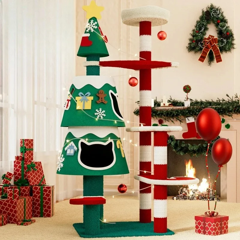 

Christmas Colorful Large Cat Villa, Christmas Cat Crawler, Christmas Home Decoration, Toys, Pet Nests