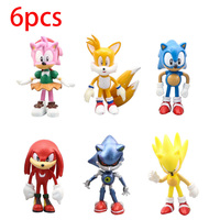 New whole set sale Sonic Tails Werehog Action Figures Blue Shadow Doll Cartoon Figurines Collectible Dolls Kids Hedgehog Toy