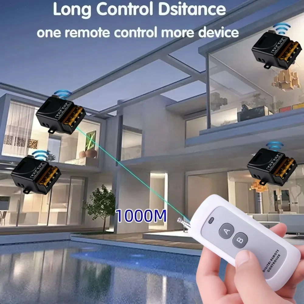 RF 무선 조명 스위치, 릴레이 리시버 및 온 오프 송신기, 리모컨 전구, 가전 DIY, 433mhz, AC 110V, 220V