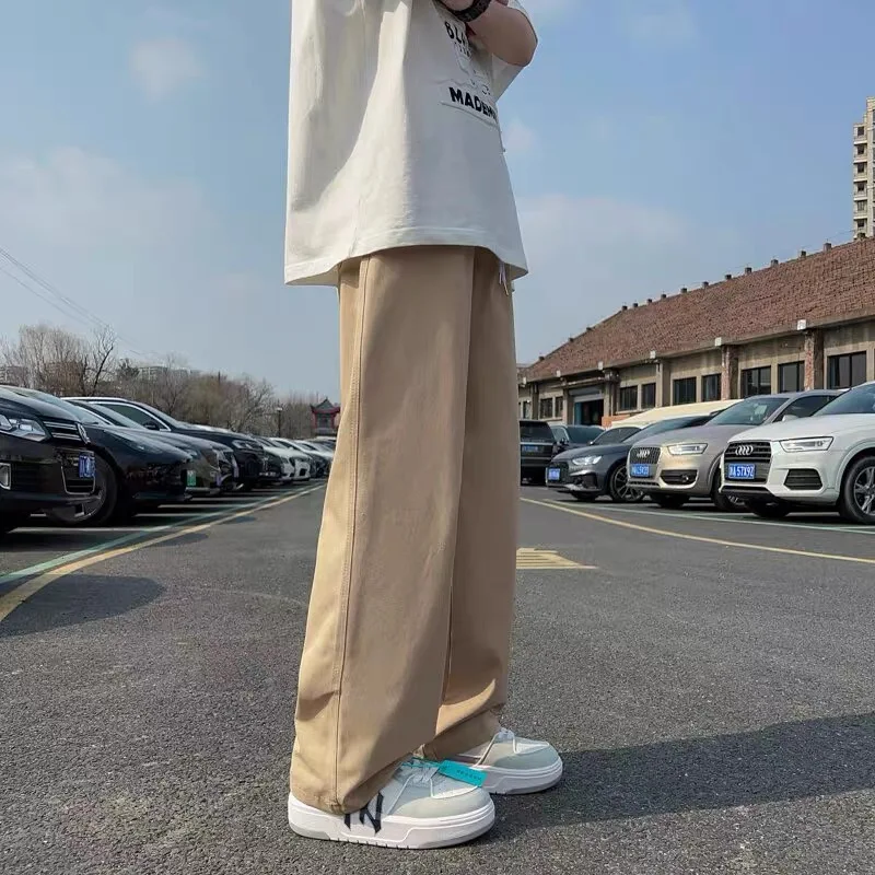 

Мужские повседневные брюки прямого кроя, свободные, цветные, в стиле рабочей одежды, с широкими штанинами, универсальные, осенние, модные, брендовые