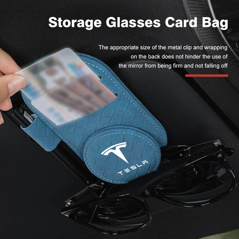 Car Sun Visor Card Ticket Package Sunglasses Clip Multi-Pocket For Tesla Model 3 Y S X 2021 Roadster Cybertruck Juguete