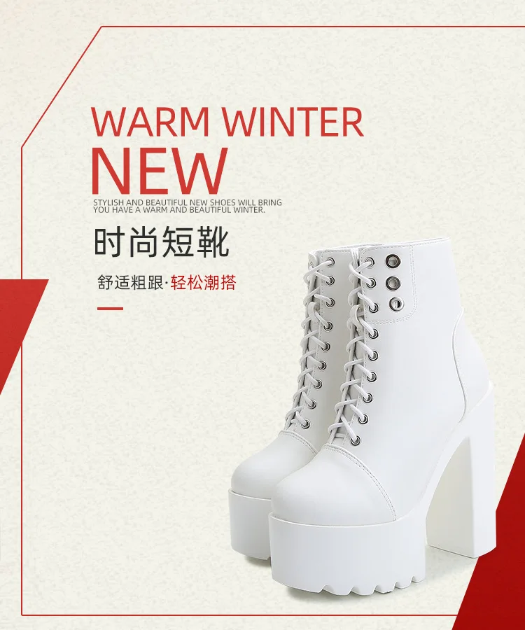 Female Boots Boots For Women Autumn Platform White Black Chunky Super High Heels Ankle High Quality Shoes Woman 2023 Brand New