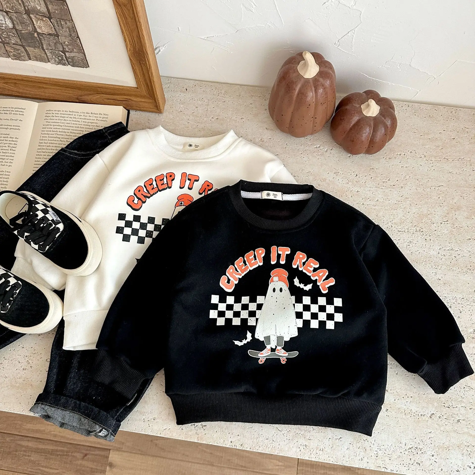 2025 شتاء جديد الأطفال الدافئة بلوزة من الصوف بنين بنات لطيف الكرتون طباعة البلوز طفل طويل الأكمام بلايز عادية الاطفال الملابس