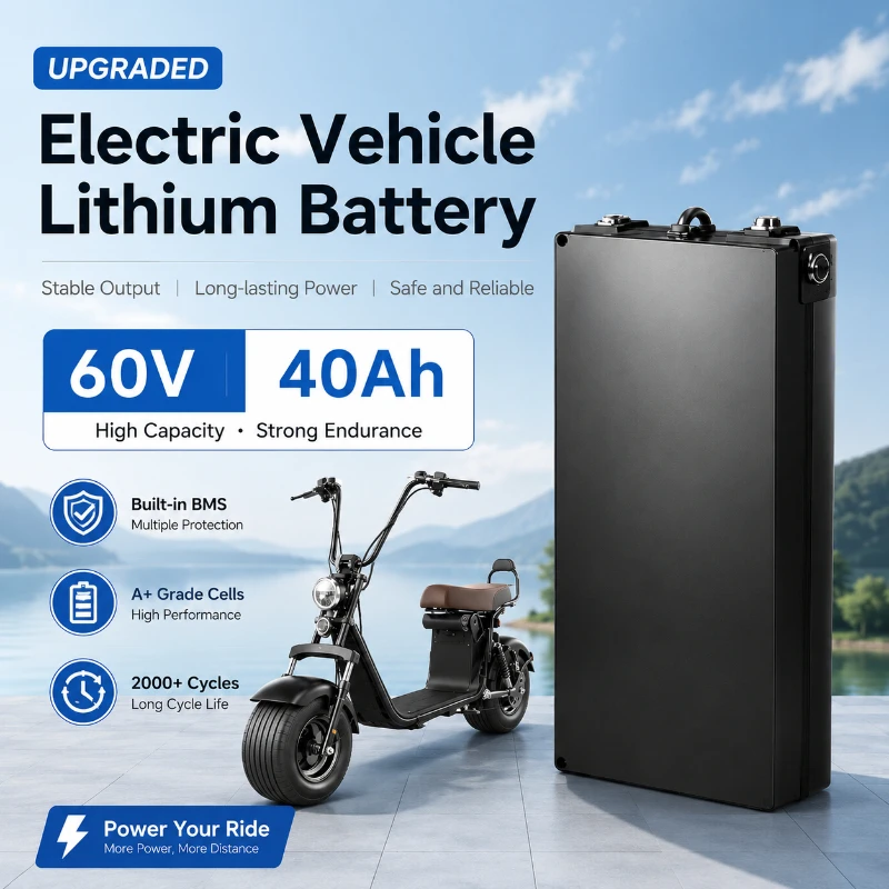 60V 20Ah 30Ah 40Ah Lithium-Akku mit integriertem BMS für Fat-Tire-Elektroroller 500W-2000W, 67,2V 2A Ladegerät inklusive, schneller Versand aus EU-Lager, Ersatzakku mit großer Reichweite für den