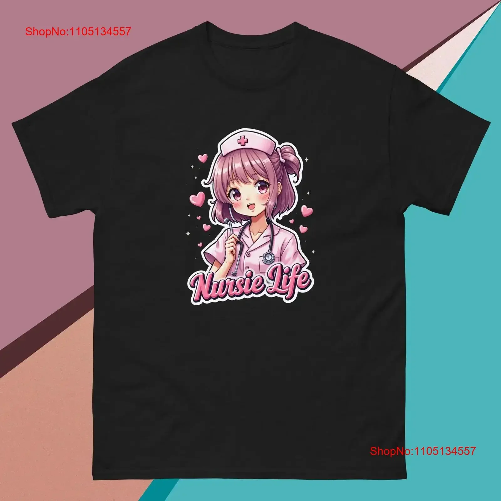 Kawaii أنيمي ممرضة فتاة G تي شيرت خمر غسلها للارتداء اليومي تنفس للجنسين عادية لينة أنيقة الرسم أوم