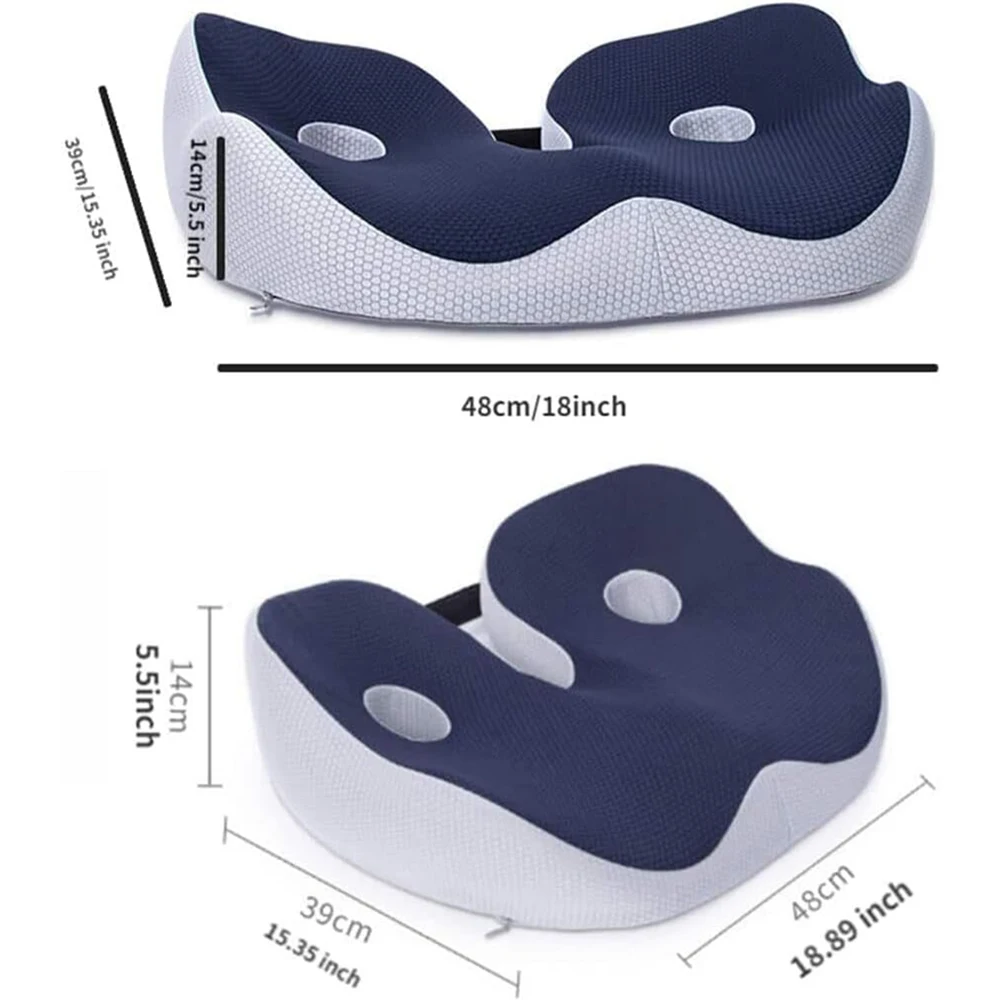 Breathable Memory Foam Seat Cushion for Office Chair and Car Seat Beautiful Buttocks Hemorrhoid Flatulence Relief