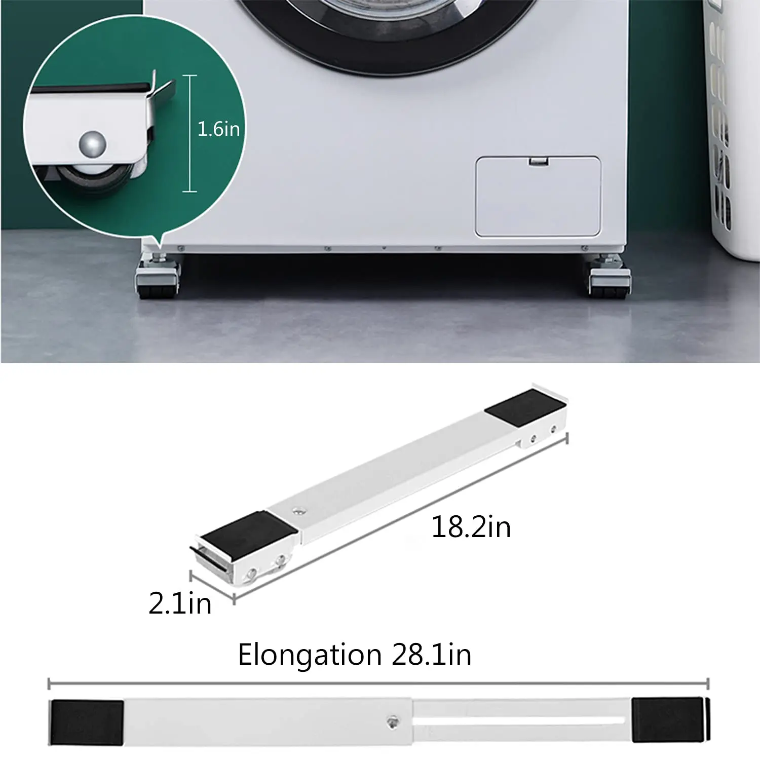 Soporte de rodillo móvil con Base elevada para lavadora, accesorio móvil para nevera, baño y cocina, electrodoméstico