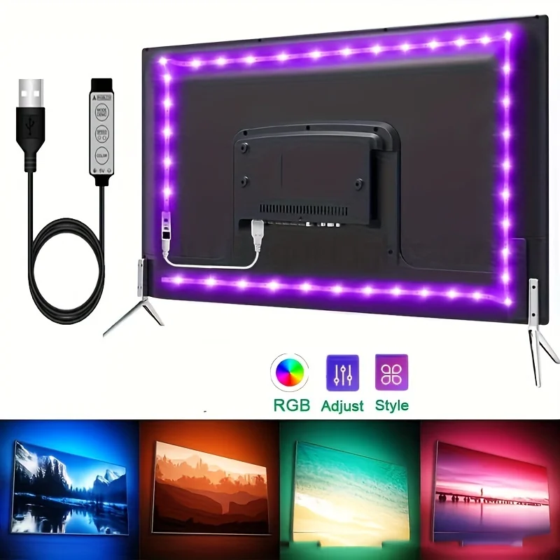 

SMD5050 5M USB LED Strip Light TV Desktop Screen Backlight Color Change Bedroom Decor LED Lamp DIY Lighting Atmosphere lighg
