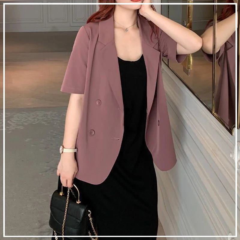 Workplace Commuting Temperament Mature Grace Solid Color Retro Style Loose Fitting Short Sleeved Women's Suits Summer 2024