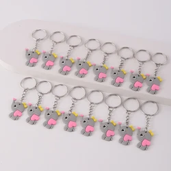 16pcs Cute Heart Elephant Keychain Cartoon Silicone Animal Key Chain Ring Purse Bag Backpack Charm Earbud Case Cover Accessories