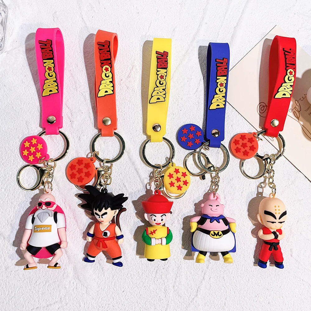 Cartoon Anime Dragon Ball Z Figure Keychain Creative Cute Goku PVC Doll Toys Car Keychain Pendant Cute Bag Ornament Accessories