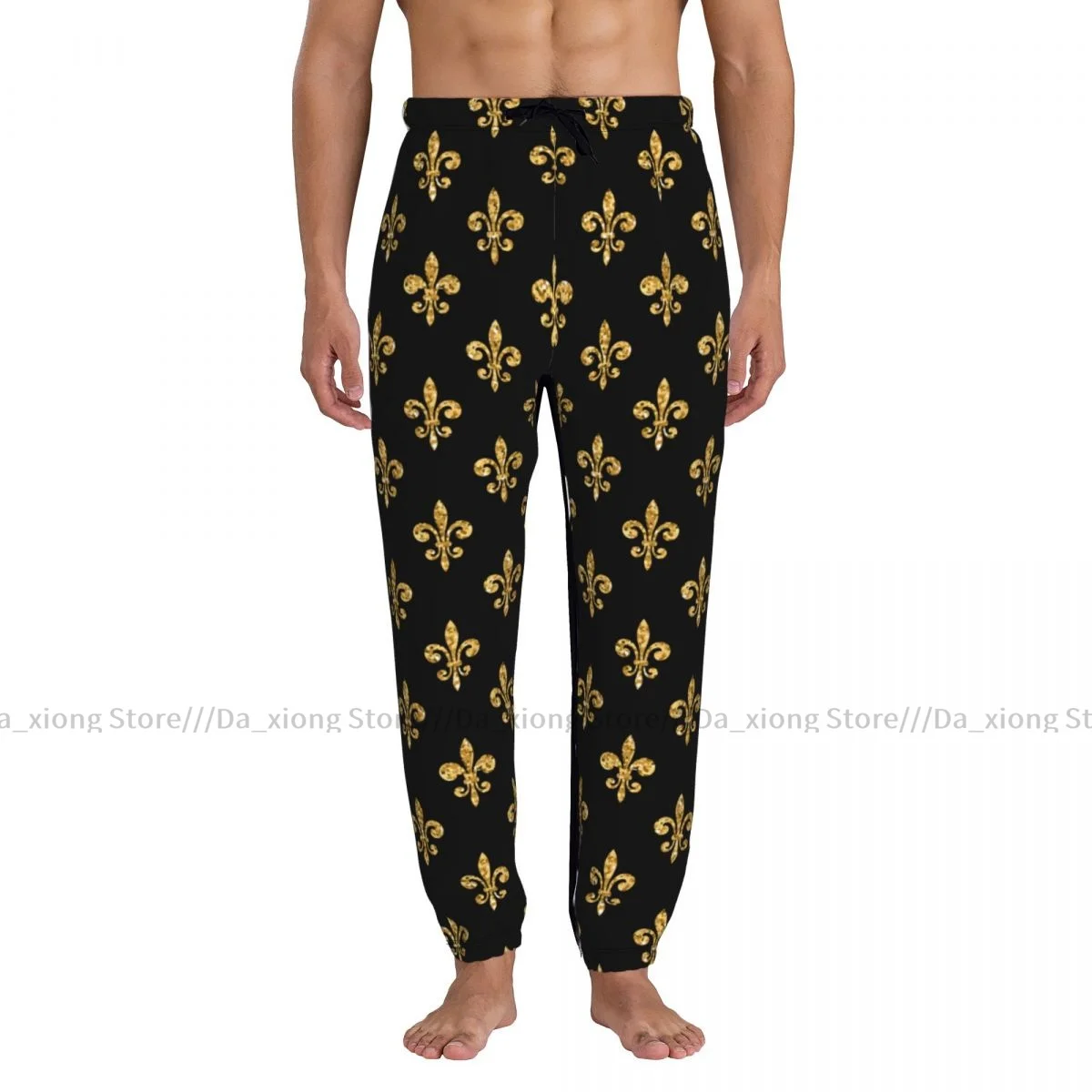 Men Joggers Pants Golden Fleur De Lis Man Sweatpants Streetwear Casual Mens Pants